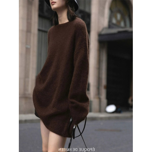 慵懶風軟糯中長款包臀毛衣裙女秋冬高級感仿浣熊絨下裝消失針織衫