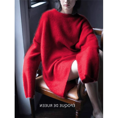 慵懶風軟糯中長款包臀毛衣裙女秋冬高級感仿浣熊絨下裝消失針織衫