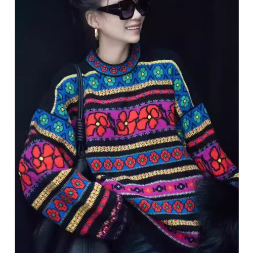 韓國東大門圓領毛衣女加厚文藝復古羊毛衫內搭寬松慵懶風時尚上衣 韓國東大門圓領毛衣女加厚文藝復古羊毛衫內搭寬松慵懶風時尚上衣