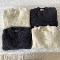 珍珠絨白色毛衣女秋冬插肩袖韓版冷淡系高級感上衣復古打底針織衫