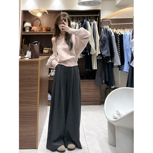 粉色不規則斜肩掛脖毛衣女款秋冬2025新款韓系穿搭短款針織衫上衣