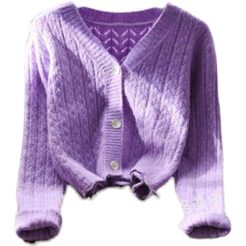 女士毛衣外套開衫女2022年春裝新款韓版針織開衫純色短款百搭上衣