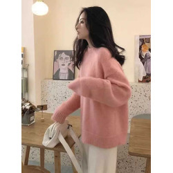 馬海毛軟糯毛衣女2025秋冬新款慵懶風寬松加厚小個子內搭針織衫