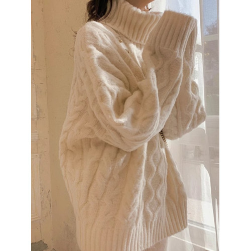 慵懶風復古高領毛衣女秋冬2025年新款寬松外穿加厚麻花針織衫上衣 慵懶風復古高領毛衣女秋冬2025年新款寬松外穿加厚麻花針織衫上衣