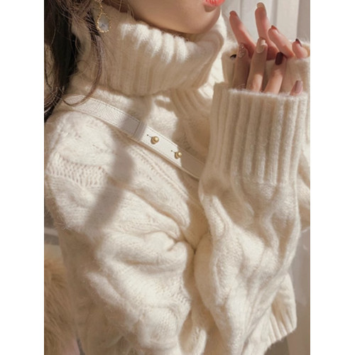 慵懶風復古高領毛衣女秋冬2025年新款寬松外穿加厚麻花針織衫上衣 慵懶風復古高領毛衣女秋冬2025年新款寬松外穿加厚麻花針織衫上衣