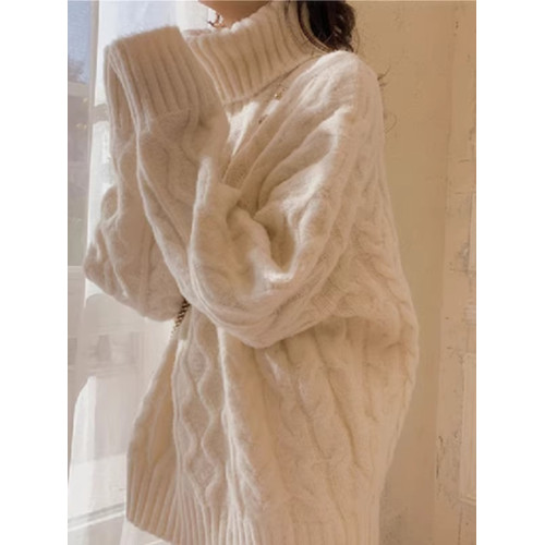 慵懶風復古高領毛衣女秋冬2025年新款寬松外穿加厚麻花針織衫上衣 慵懶風復古高領毛衣女秋冬2025年新款寬松外穿加厚麻花針織衫上衣