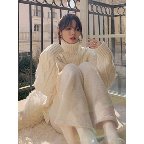 慵懶風復古高領毛衣女秋冬2025年新款寬松外穿加厚麻花針織衫上衣 慵懶風復古高領毛衣女秋冬2025年新款寬松外穿加厚麻花針織衫上衣