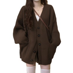 大碼胖MM復古咖色美拉德穿搭毛衣外套女秋冬季2025新款慵懶風開衫