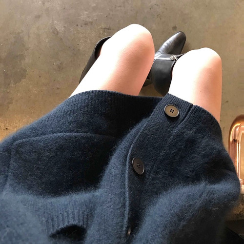 棕色水貂絨軟糯毛衣外套女秋冬外穿韓系女裝馬海毛針織開衫上衣 棕色水貂絨軟糯毛衣外套女秋冬外穿韓系女裝馬海毛針織開衫上衣