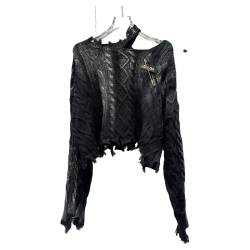 【】2026春季新款小衆款金屬別針塗鴉破洞毛邊辣妹針織毛衣女