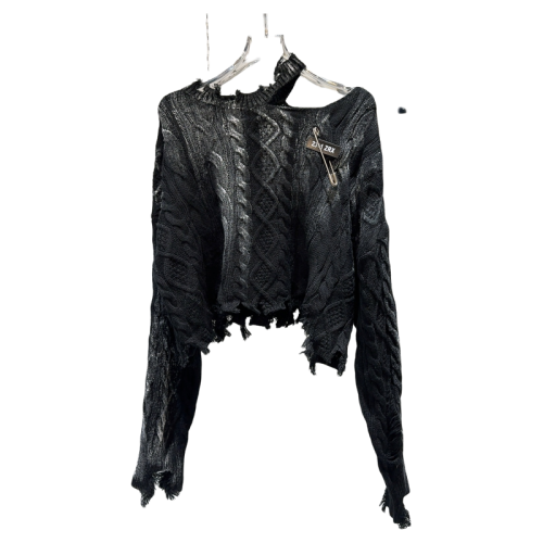 網紅同款2025秋季新款小衆款金屬別針塗鴉破洞毛邊辣妹針織毛衣女