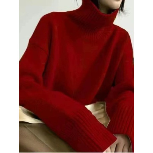 加厚仿羊毛絨感針織衫高領慵懶風毛衣女秋冬內搭寬松外穿打底上衣 加厚仿羊毛絨感針織衫高領慵懶風毛衣女秋冬內搭寬松外穿打底上衣