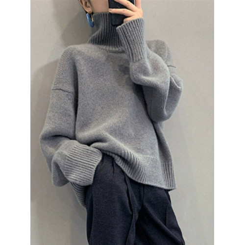 加厚仿羊毛絨感針織衫高領慵懶風毛衣女秋冬內搭寬松外穿打底上衣 加厚仿羊毛絨感針織衫高領慵懶風毛衣女秋冬內搭寬松外穿打底上衣