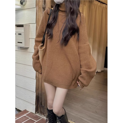 慵懶風高領毛衣女秋冬季加厚外穿復古寬松純色簡約百搭針織衫上衣 慵懶風高領毛衣女秋冬季加厚外穿復古寬松純色簡約百搭針織衫上衣