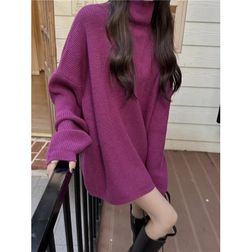 慵懶風高領毛衣女秋冬季加厚外穿復古寬松純色簡約百搭針織衫上衣 慵懶風高領毛衣女秋冬季加厚外穿復古寬松純色簡約百搭針織衫上衣