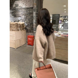 軟糯水貂絨日系流行開衫針織外套女秋冬新款慵懶風寬松高級感毛衣