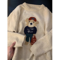 軟糯慵懶風超好看小熊毛衣女秋冬2025新款韓版寬松套頭針織衫上衣