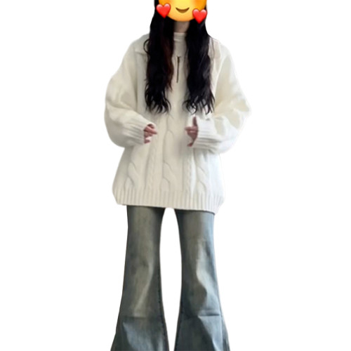 韓系學院風翻領毛衣女秋冬穿搭慵懶高級感寬松套頭針織衫長袖上衣