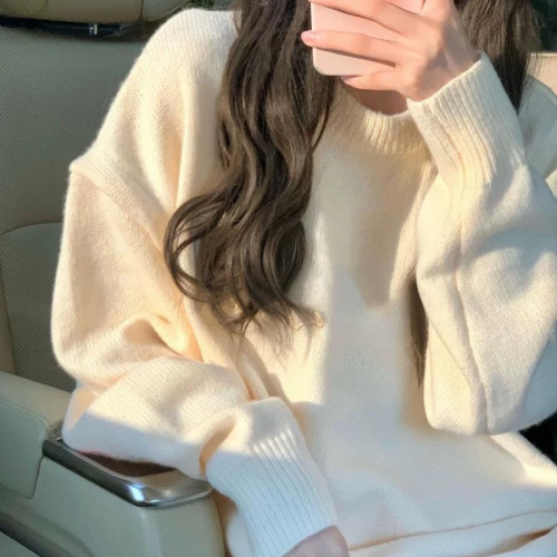 大碼胖MM純色基礎款毛衣女秋冬新款軟糯慵懶奶fufu高級感針織上衣 大碼胖MM純色基礎款毛衣女秋冬新款軟糯慵懶奶fufu高級感針織上衣