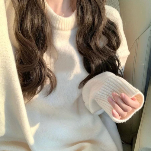 大碼胖MM純色基礎款毛衣女秋冬新款軟糯慵懶奶fufu高級感針織上衣 大碼胖MM純色基礎款毛衣女秋冬新款軟糯慵懶奶fufu高級感針織上衣