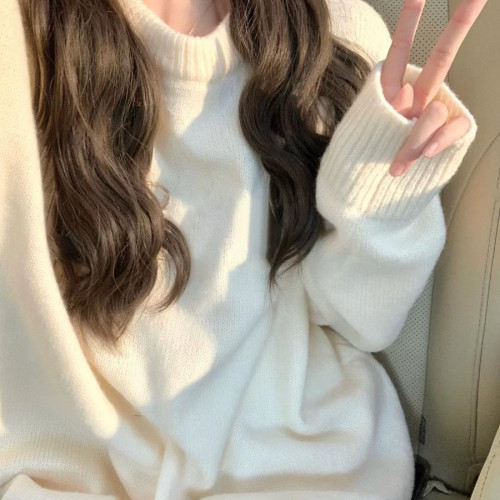 大碼胖MM純色基礎款毛衣女秋冬新款軟糯慵懶奶fufu高級感針織上衣 大碼胖MM純色基礎款毛衣女秋冬新款軟糯慵懶奶fufu高級感針織上衣