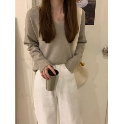 低領打底衫女內搭秋冬洋氣V領毛衣女冬季慵懶風別致辣妹針織上衣