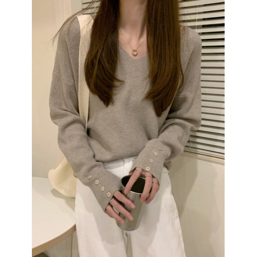 低領打底衫女內搭秋冬洋氣V領毛衣女冬季慵懶風別致辣妹針織上衣