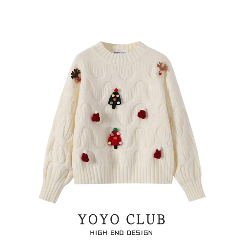 YOYO CLUB大碼復古新年毛衣女秋冬季新款穿搭上衣寬鬆針織衫外套