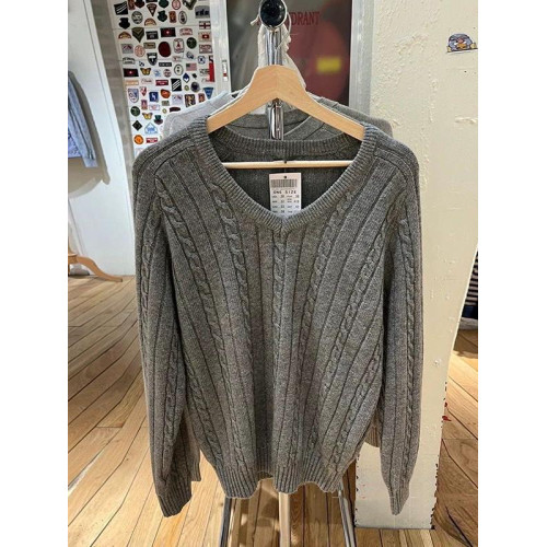 BM官網秋冬新款美式百搭麻花套頭V領毛衣女bm學院風寬松針織上衣