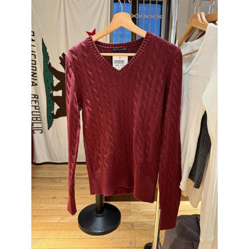 BM官網秋冬新款美式百搭麻花套頭V領毛衣女bm學院風寬松針織上衣