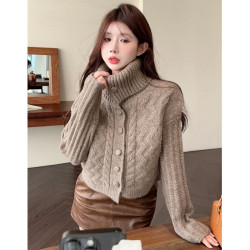 紫色高領毛衣女春冬慵懶風超好看設計感打底衫漂亮時尚針織上衣服