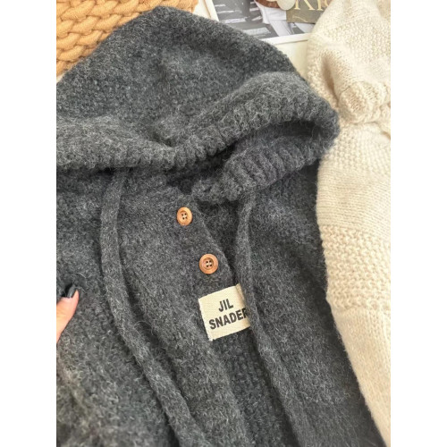 秋冬氛圍感百搭連帽毛衣韓版寬松慵懶風軟糯加厚抽繩針織衛衣上衣 秋冬氛圍感百搭連帽毛衣韓版寬松慵懶風軟糯加厚抽繩針織衛衣上衣