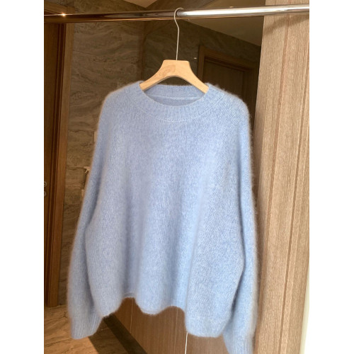 水貂絨圓領套頭毛衣女秋冬新款外穿溫柔慵懶風軟糯內搭針織上衣厚