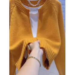 黑色百搭針織開衫女秋冬新款寬松洋氣上衣外搭軟糯短款毛衣外套厚