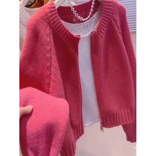 黑色百搭針織開衫女秋冬新款寬松洋氣上衣外搭軟糯短款毛衣外套厚