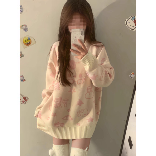 卡通凱蒂貓秋冬圓領套頭可愛軟糯寬松外穿慵懶風小個子秋冬毛衣女 卡通凱蒂貓秋冬圓領套頭可愛軟糯寬松外穿慵懶風小個子秋冬毛衣女