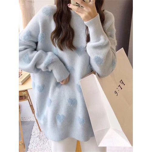 2023秋冬時尚款甜美愛心毛衣寬松慵懶風外穿水貂絨針織打底衫上衣 2023秋冬時尚款甜美愛心毛衣寬松慵懶風外穿水貂絨針織打底衫上衣