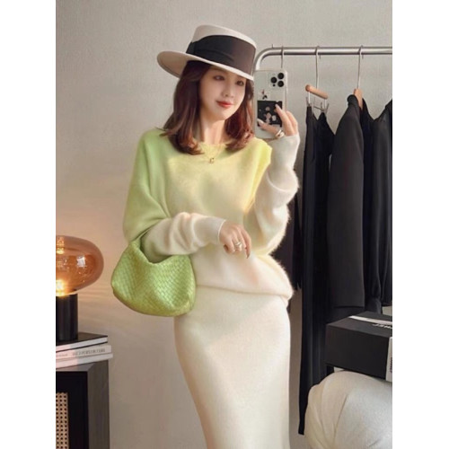 粉色水貂絨漸變毛衣女秋冬寬松慵懶風軟糯內搭加厚冬季打底針織衫 粉色水貂絨漸變毛衣女秋冬寬松慵懶風軟糯內搭加厚冬季打底針織衫