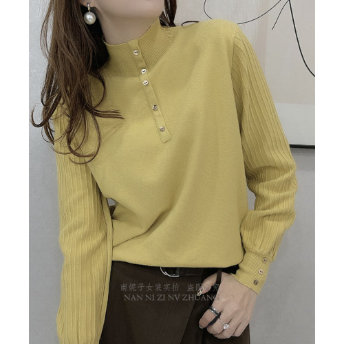 2025年秋冬新款百搭燈籠袖高領毛衣慵懶風修身基礎打底內搭針織衫