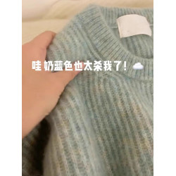 浣熊絨圓領毛衣女秋冬內搭小個子套頭針織衫寬松慵懶風軟糯上衣