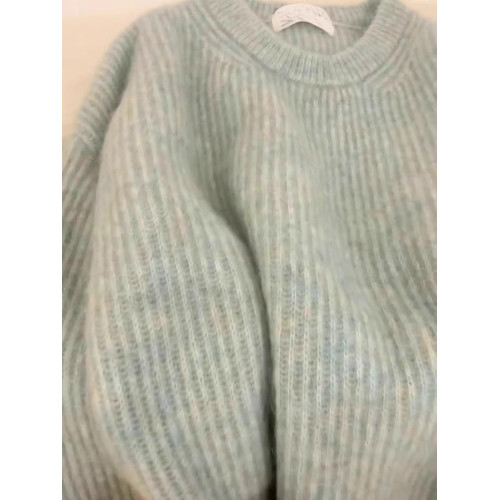 浣熊絨圓領毛衣女秋冬內搭小個子套頭針織衫寬松慵懶風軟糯上衣