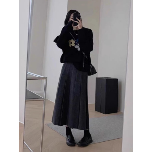 韓系慵懶風花朵毛衣女2025秋冬新款vintage復古針織上衣寬松百搭