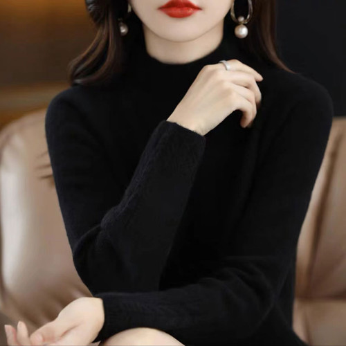 品牌折釦羊毛衫女秋冬新款加厚麻花半高領羊毛針織衫毛衣打底衫女