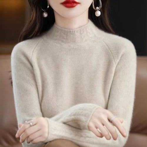 品牌折釦羊毛衫女秋冬新款加厚麻花半高領羊毛針織衫毛衣打底衫女
