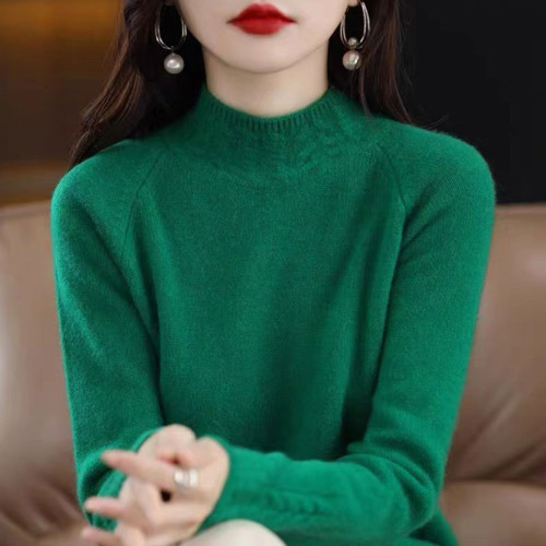 品牌折釦羊毛衫女秋冬新款加厚麻花半高領羊毛針織衫毛衣打底衫女