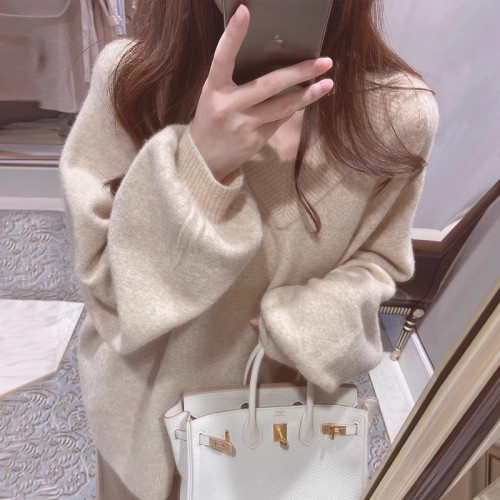 很仙的套頭v領內搭針織毛衣女打底衫2025年秋冬新款寬松慵懶上衣