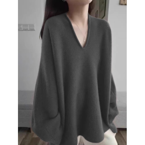 法式黑色V領高級感套頭針織衫毛衣女秋冬季2025新款慵懶寬松上衣