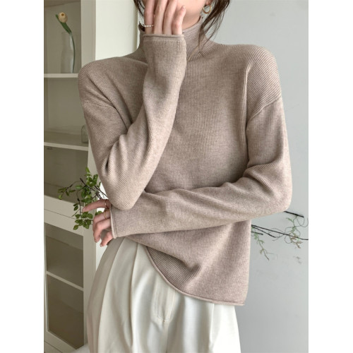 大碼胖mm秋季新款女針織衫半高領寬松內搭長袖打底衫保暖顯瘦上衣