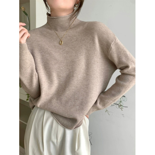 大碼胖mm秋季新款女針織衫半高領寬松內搭長袖打底衫保暖顯瘦上衣