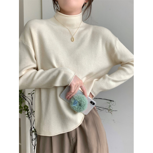 大碼胖mm秋季新款女針織衫半高領寬松內搭長袖打底衫保暖顯瘦上衣